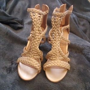 Gold Strappy Sandals -Size 38